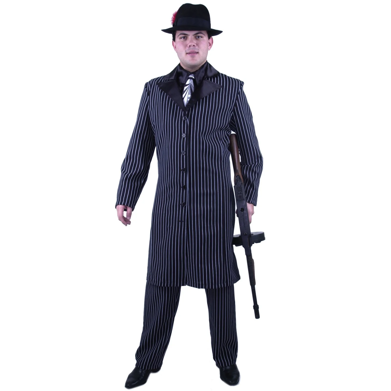 Gangster Suit Long Jacket Plus Adult Costume 3 Gangster Suit Long Jacket Plus Adult Costume